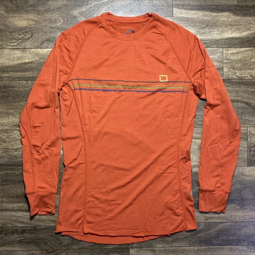 I/O Bio Merino Men's Medium Rust Orange Long Sleeve Base Layer Natural Merino